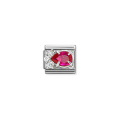 Nomination COMPOSABLE CLASSIC Element aus Edelstahl, mit Cubic Zirkonia in 925er Silber-Fassung verziert (02_Roter Tropfen)