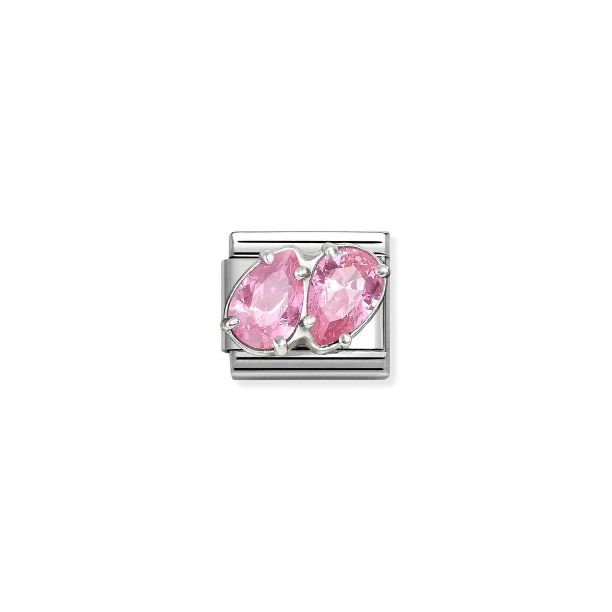 Nomination COMPOSABLE CLASSIC Element aus Edelstahl, mit Cubic Zirkonia in 925er Silber-Fassung verziert (10_(2 Tropfen, Rosa))