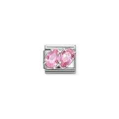 Nomination COMPOSABLE CLASSIC Element aus Edelstahl, mit Cubic Zirkonia in 925er Silber-Fassung verziert (10_(2 Tropfen, Rosa))