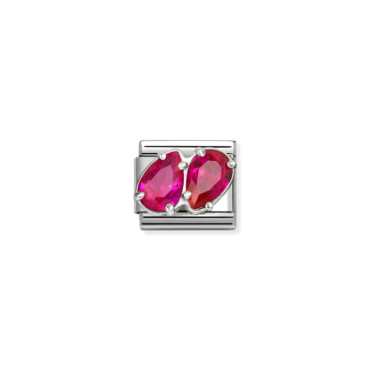 Nomination COMPOSABLE CLASSIC Element aus Edelstahl, mit Cubic Zirkonia in 925er Silber-Fassung verziert (11_(2 Tropfen, Rot))
