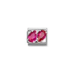 Nomination COMPOSABLE CLASSIC Element aus Edelstahl, mit Cubic Zirkonia in 925er Silber-Fassung verziert (11_(2 Tropfen, Rot))