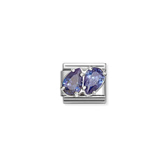 Nomination COMPOSABLE CLASSIC Element aus Edelstahl, mit Cubic Zirkonia in 925er Silber-Fassung verziert (13_(2 Tropfen, Blau))