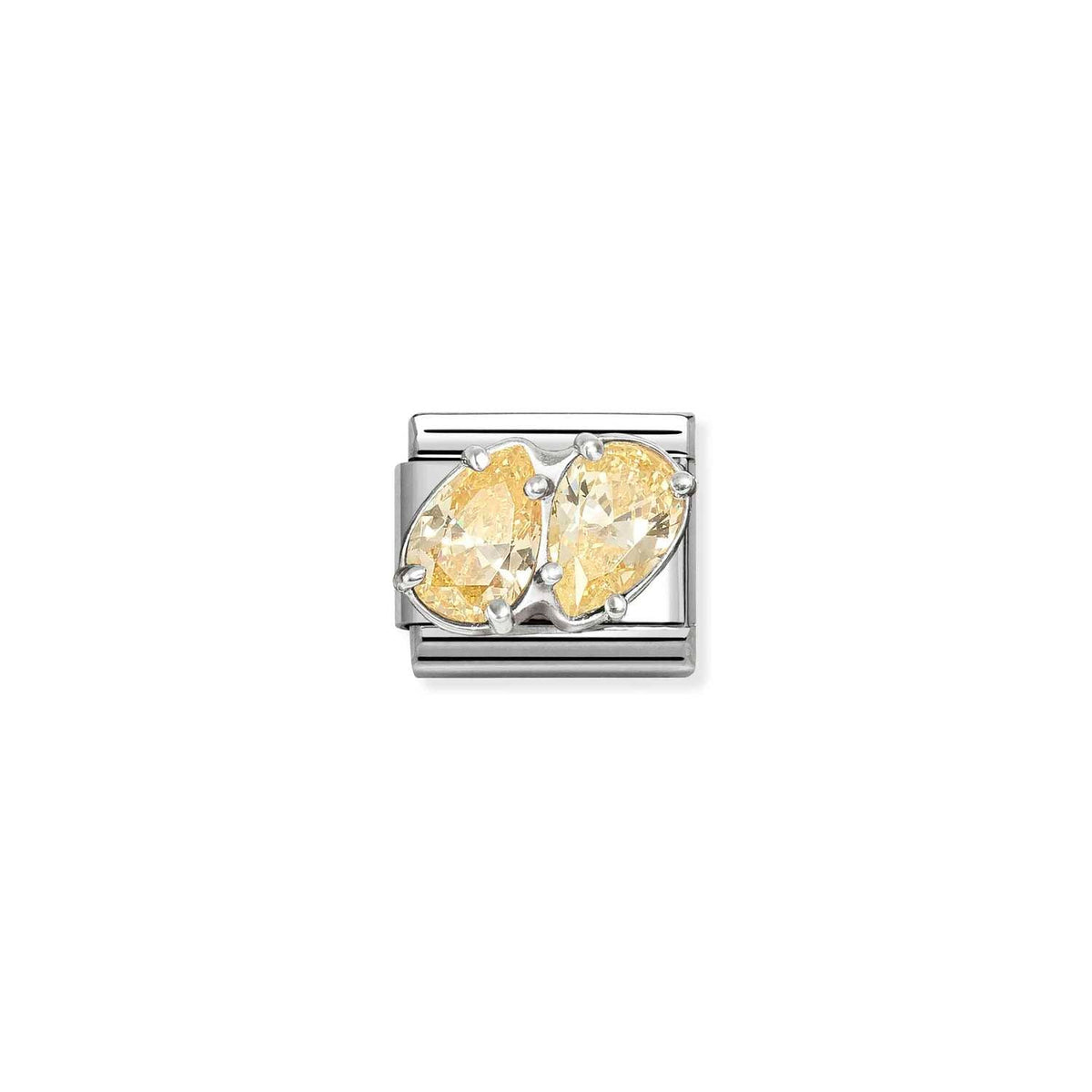 Nomination COMPOSABLE CLASSIC Element aus Edelstahl, mit Cubic Zirkonia in 925er Silber-Fassung verziert (15_(2 Tropfen, Gelb))