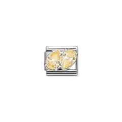 Nomination COMPOSABLE CLASSIC Element aus Edelstahl, mit Cubic Zirkonia in 925er Silber-Fassung verziert (15_(2 Tropfen, Gelb))