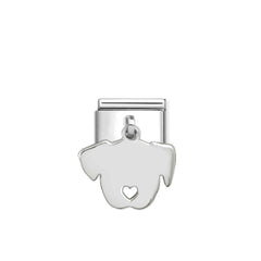 Nomination COMPOSABLE CLASSIC PLATTEN CHARMS aus Edelstahl, mit 925er Silber verziert (14_(Hund))