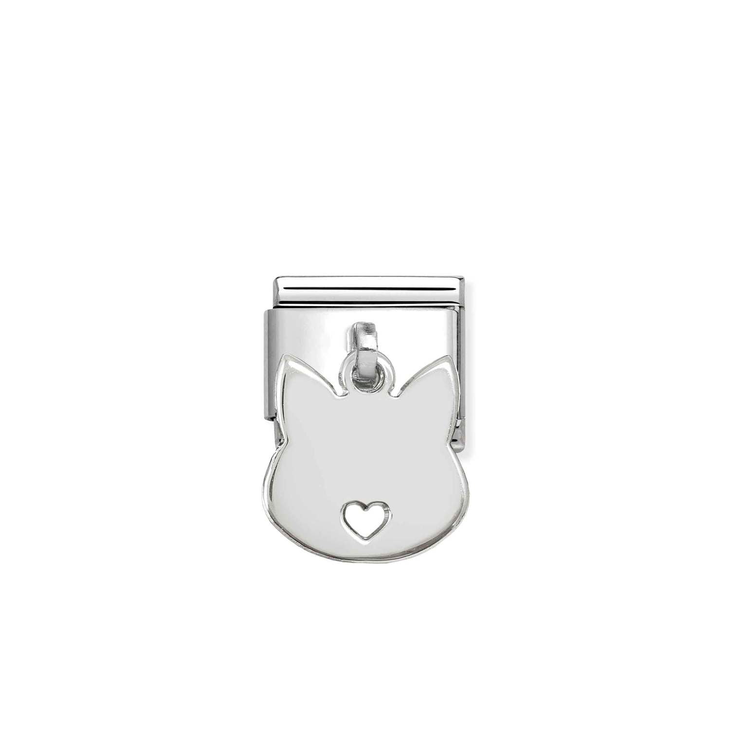 Nomination COMPOSABLE CLASSIC PLATTEN CHARMS aus Edelstahl, mit 925er Silber verziert (15_(Katze))