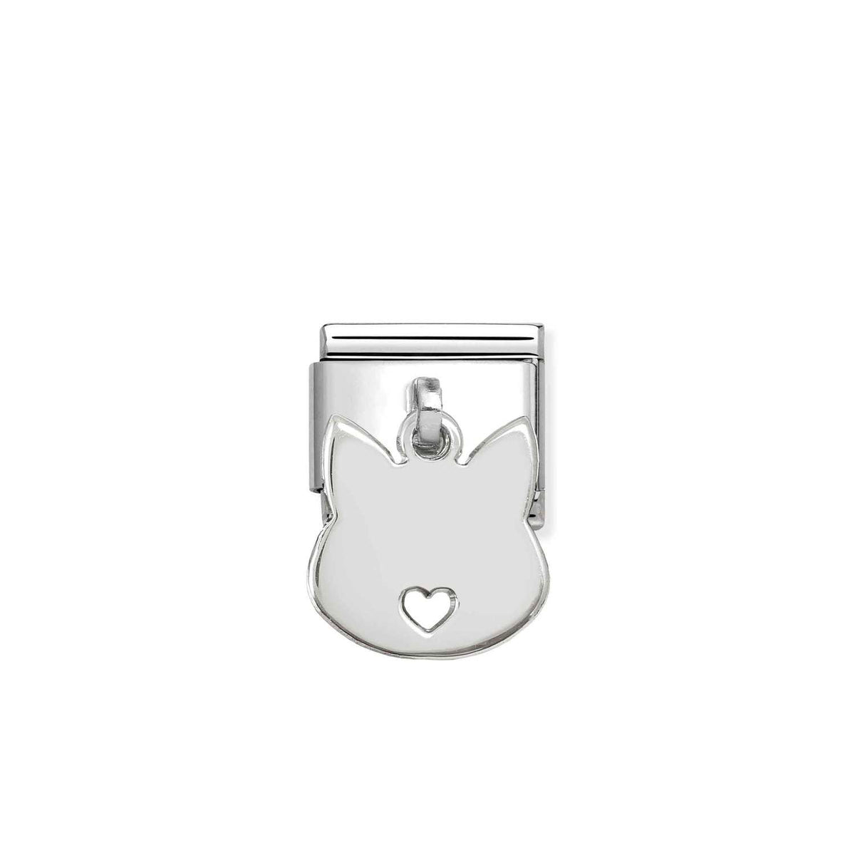 Nomination COMPOSABLE CLASSIC PLATTEN CHARMS aus Edelstahl, mit 925er Silber verziert (15_(Katze))