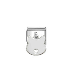 Nomination COMPOSABLE CLASSIC PLATTEN CHARMS aus Edelstahl, mit 925er Silber verziert (15_(Katze))