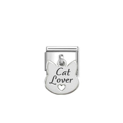 Nomination COMPOSABLE CLASSIC CHARMS Element aus Edelstahl, mit 925er Silber verziert (14_(Cat Lover))