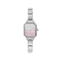 Nomination PARIS Armbanduhr aus Edelstahl mit eckigem Gehaeuse (034_(Glitzer, Rosa-Abstufung))