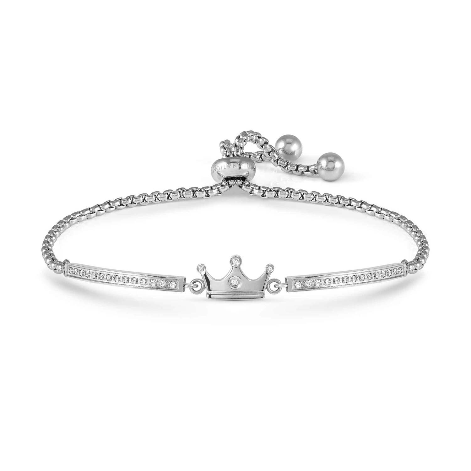 Nomination MILLELUCI REFINED EDITION Armband aus Edelstahl, dazu mit Cubic Zirkonia verziertes Schmuckelement (039_Krone)