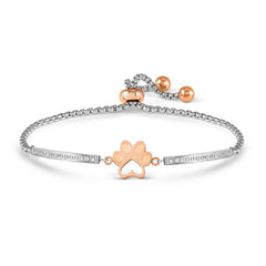 Nomination MILLELUCI REFINED EDITION Armband aus Edelstahl mit rosé PVD-beschichteten Details, dazu mit Cubic Zirkonia verziertes Schmuckelement (013_Spur des Hundes)
