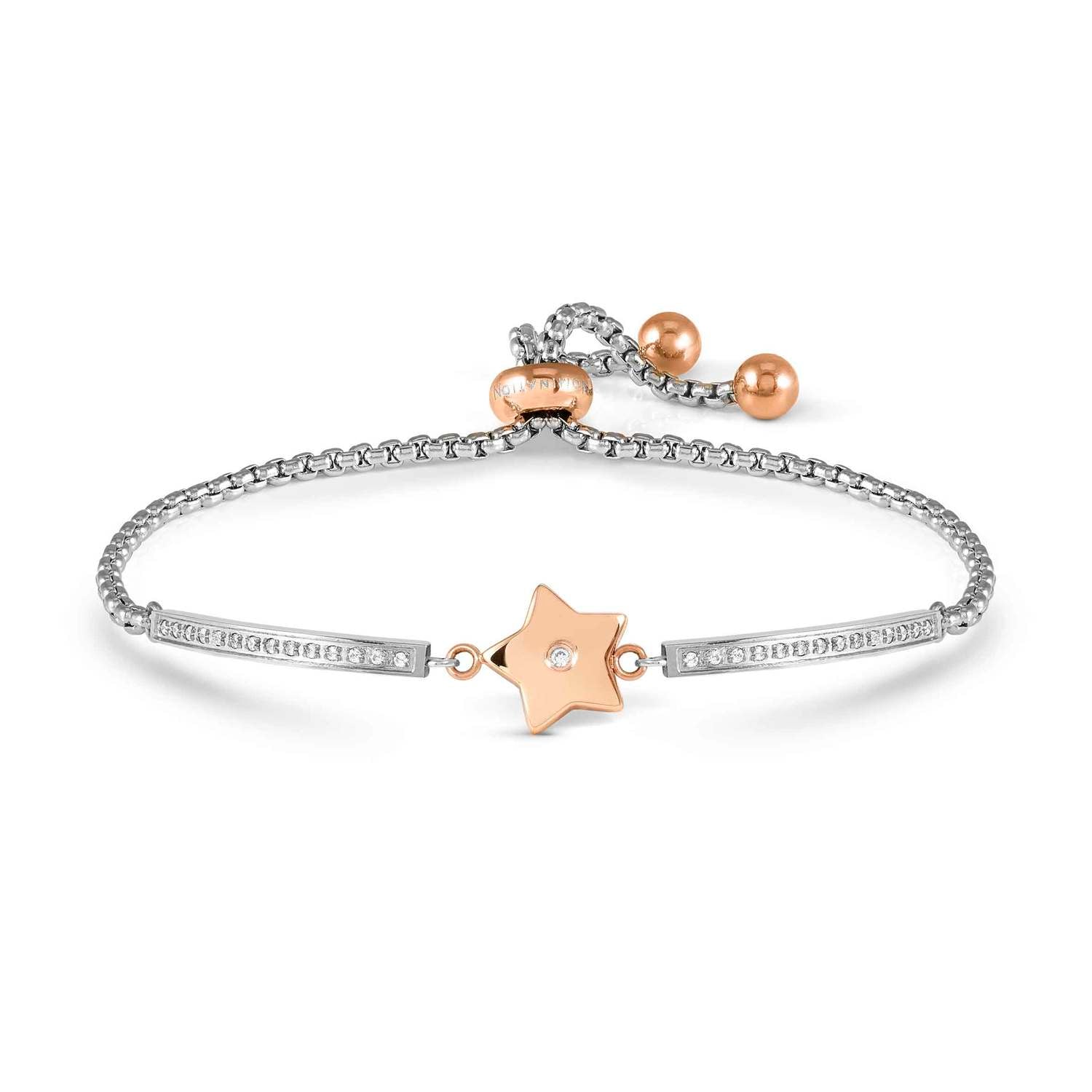Nomination MILLELUCI REFINED EDITION Armband aus Edelstahl mit rosé PVD-beschichteten Details, dazu mit Cubic Zirkonia verziertes Schmuckelement (023_Stern)
