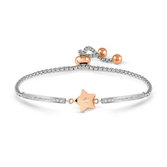 Nomination MILLELUCI REFINED EDITION Armband aus Edelstahl mit rosé PVD-beschichteten Details, dazu mit Cubic Zirkonia verziertes Schmuckelement (023_Stern)