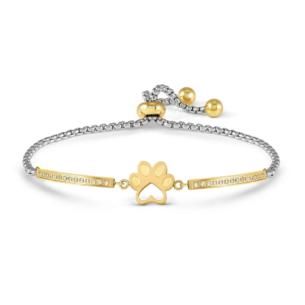 Nomination MILLELUCI REFINED EDITION Armband aus Edelstahl mit gold PVD-beschichteten Details, dazu mit Cubic Zirkonia verziertes Schmuckelement (013_Spur des Hundes)