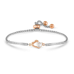 Nomination MILLELUCI REFINED EDITION Armband aus Edelstahl mit rosé PVD-beschichteten Details, dazu mit Cubic Zirkonia verziertes Schmuckelement (022_Herz)