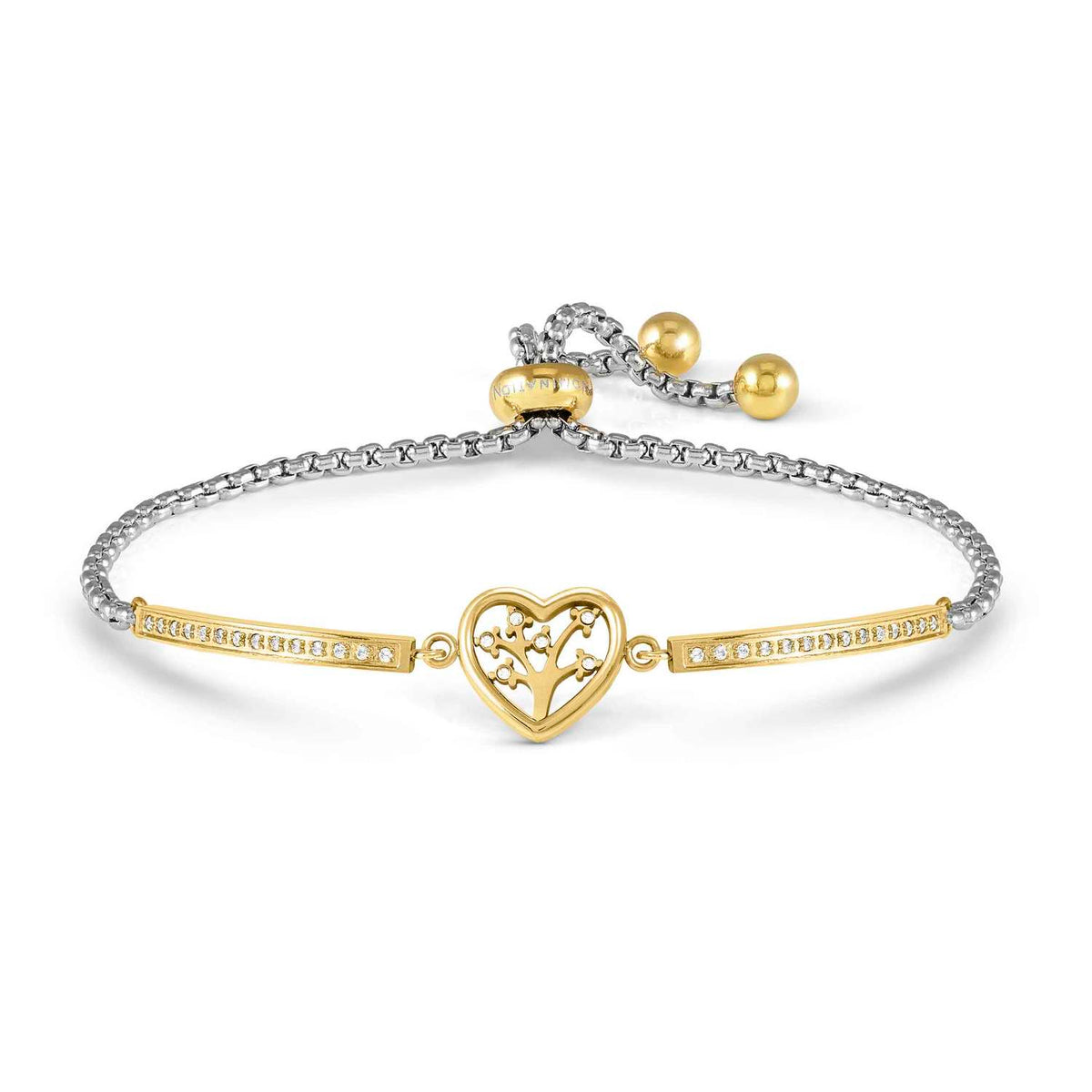 Nomination MILLELUCI REFINED EDITION Armband aus Edelstahl mit gold PVD-beschichteten Details, dazu mit Cubic Zirkonia verziertes Schmuckelement (017_Lebensbaum)