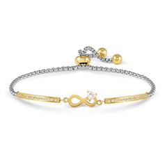 Nomination MILLELUCI REFINED EDITION Armband aus Edelstahl mit gold PVD-beschichteten Details, dazu mit Cubic Zirkonia verziertes Schmuckelement (024_Unendliche)