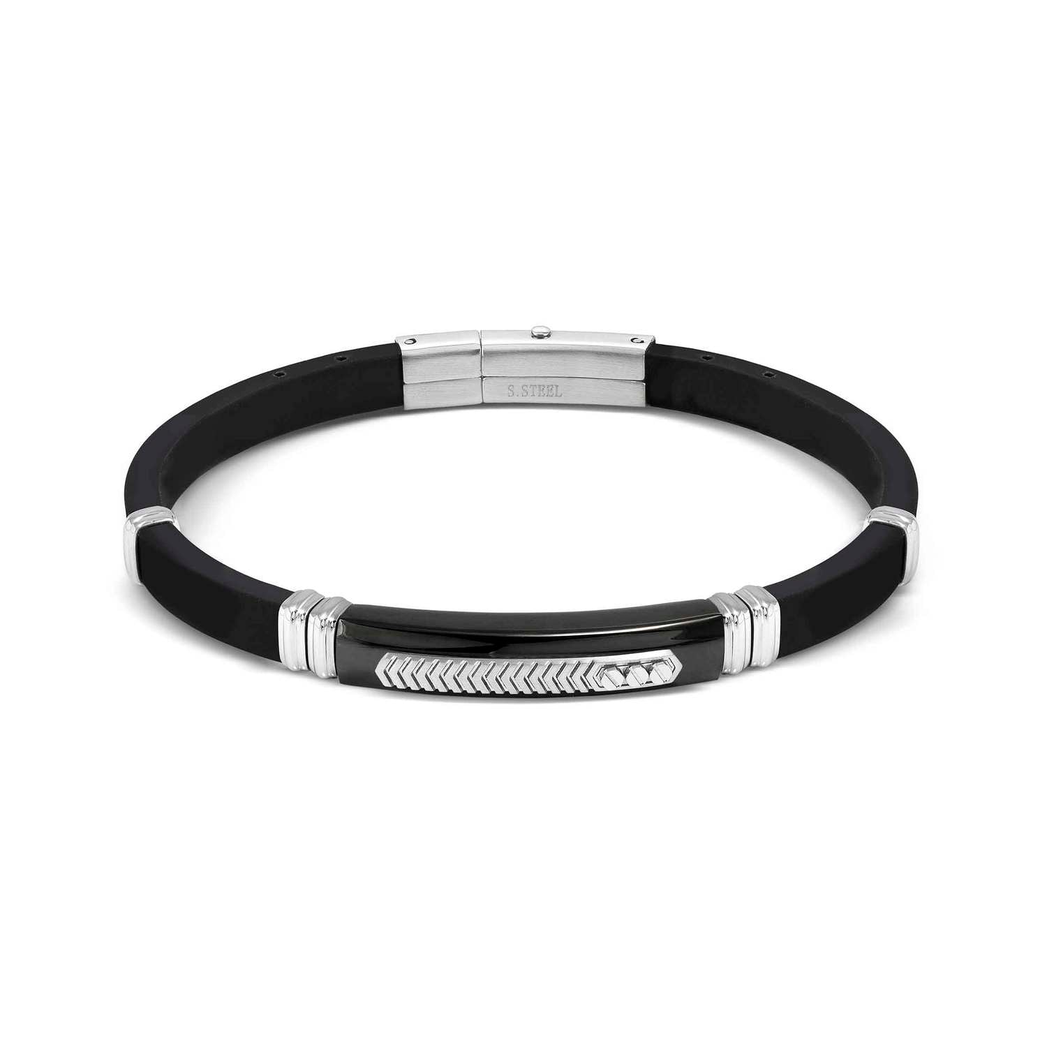 Nomination CITY ENERGY EDITION Kautschuk-Armband, dazu Edelstahlelemente mit PVD-beschichteten Details (075_(Schwarz/Silver))