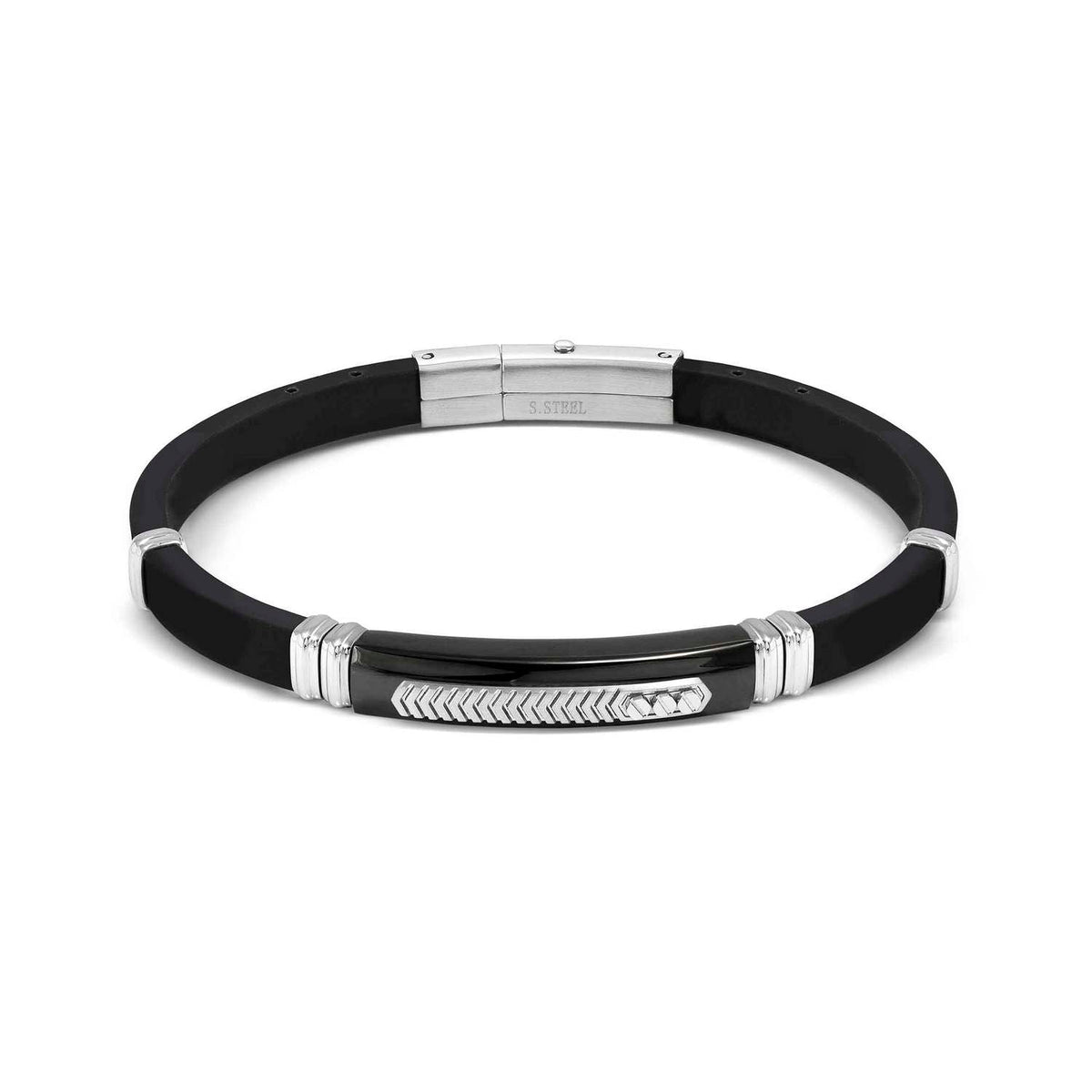 Nomination CITY ENERGY EDITION Kautschuk-Armband, dazu Edelstahlelemente mit PVD-beschichteten Details (075_(Schwarz/Silver))