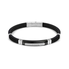 Nomination CITY ENERGY EDITION Kautschuk-Armband, dazu Edelstahlelemente mit PVD-beschichteten Details (075_(Schwarz/Silver))