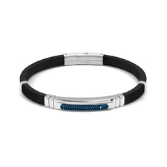 Nomination CITY ENERGY EDITION Kautschuk-Armband, dazu Edelstahlplakette mit PVD-beschichteten Details und 1 Cubic Zirkonia verziert (058_(CZ Weiß, Silver/Blau))