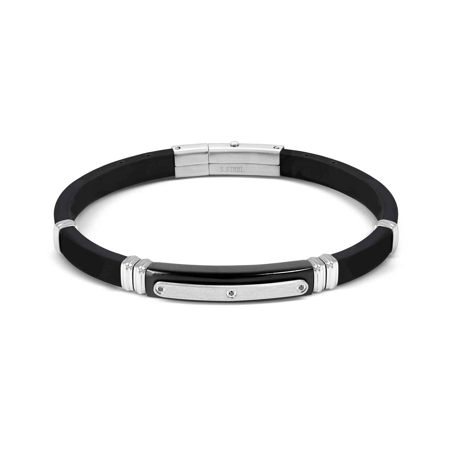 Nomination CITY ENERGY EDITION Kautschuk-Armband, dazu Edelstahlplakette mit PVD-beschichteten Details und 3 Cubic Zirkonia verziert (060-060)