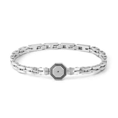 Nomination STRONG DIAMOND GEOMETRIC ED, Armband aus Edelstahl, dazu mit Diamant (Schwarz) verziertes Schmuckelement (064_(Achteck))
