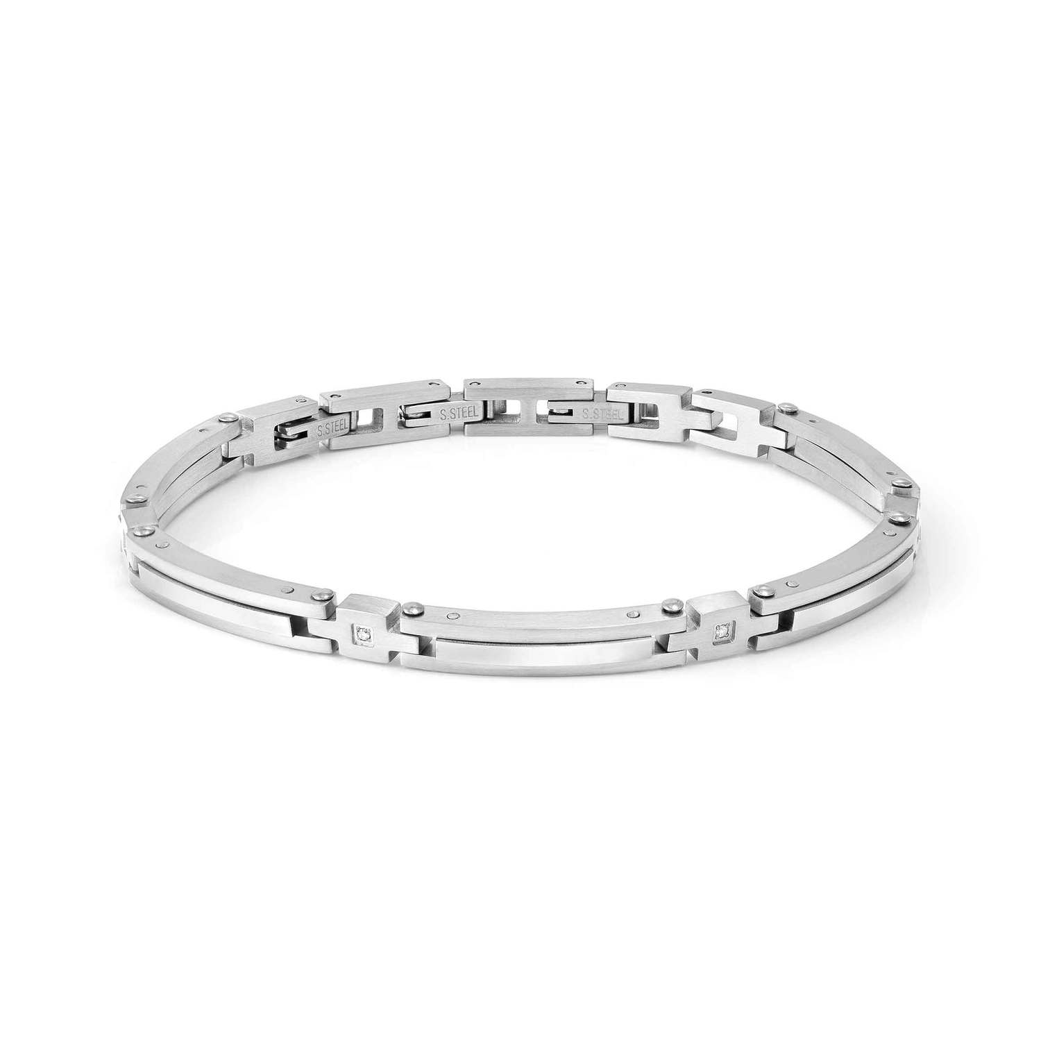 Nomination STRONG DIAMOND GEOMETRIC ED, Armband aus Edelstahl, mit 4 Diamanten verziert (001_WEISS)