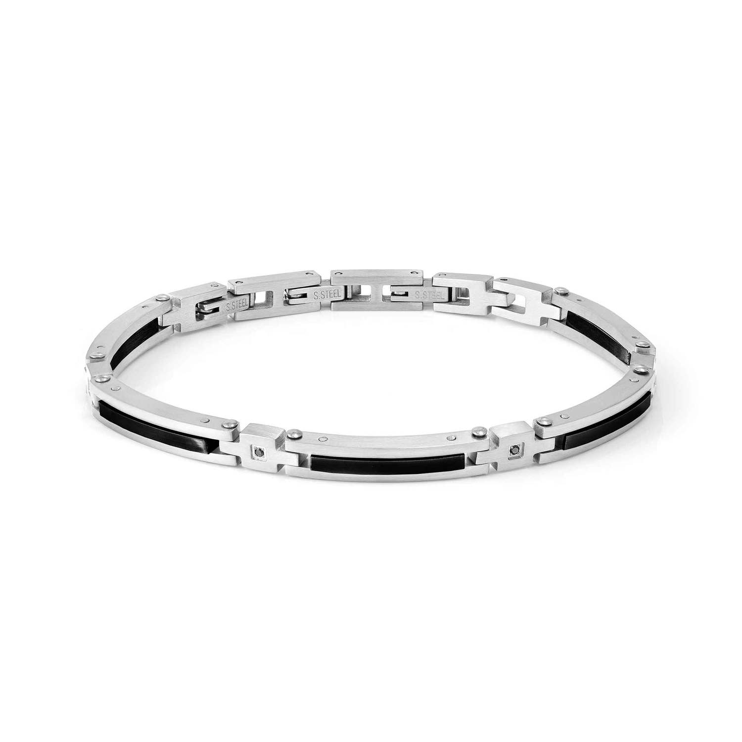 Nomination STRONG DIAMOND GEOMETRIC ED, Armband aus Edelstahl, mit 4 Diamanten verziert (007_SCHWARZ)