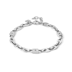 Nomination STRONG DIAMOND GEOMETRIC ED, Armband (Schiffsankerkette) aus Edelstahl, mit 3 Diamanten verziert (007_SCHWARZ)