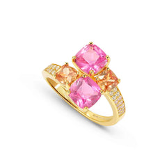Nomination COLOUR WAVE AURORA ED, 'Toi-et-Moi'-Ring aus 925er Silber, mit Cubic Zirkonia besetzt (012_(Gelb vergoldet)-004_Grosse 11)