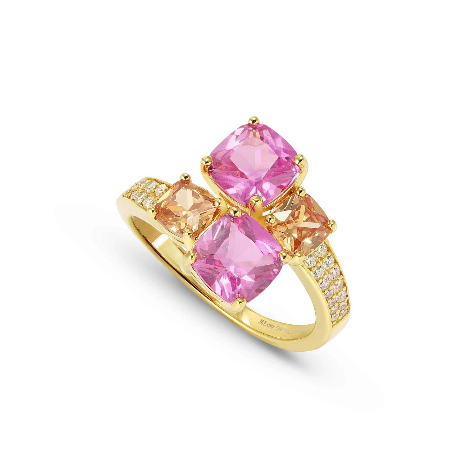 Nomination COLOUR WAVE AURORA ED, 'Toi-et-Moi'-Ring aus 925er Silber, mit Cubic Zirkonia besetzt (012_(Gelb vergoldet)-006_Grosse 15)