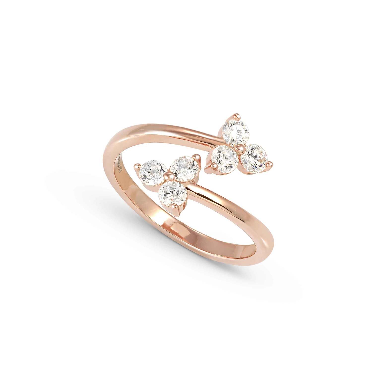 Nomination LIFE BOUQUET 'Toi-et-Moi'-Ring aus 925er Silber, mit Cubic Zirkonia verziert (011_Rosevergoldet-006_Grosse 15)