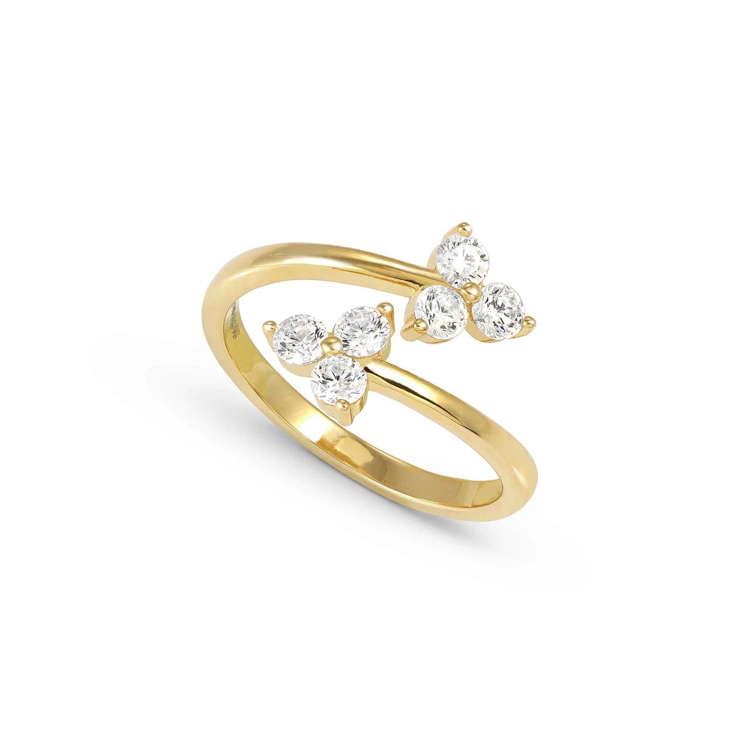 Nomination LIFE BOUQUET 'Toi-et-Moi'-Ring aus 925er Silber, mit Cubic Zirkonia verziert (012_(Gelb vergoldet)-006_Grosse 15)