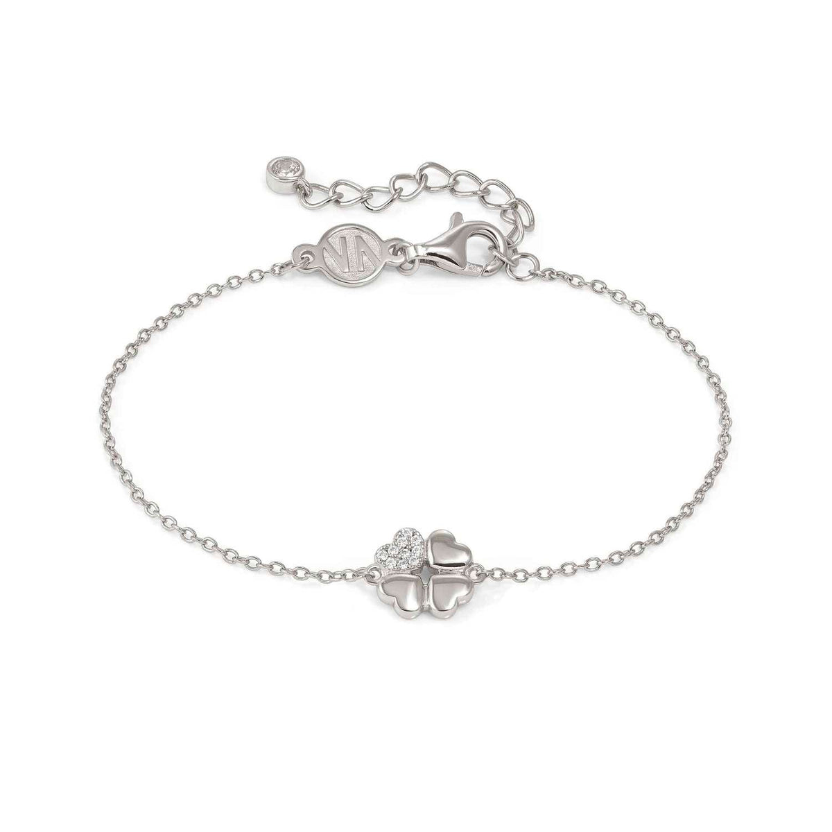 Nomination PETIT SPARKLE Armband aus 925er Silber, dazu mit Cubic Zirkonia verziertes Schmuckelement (001_Kleeblatt (Silber))