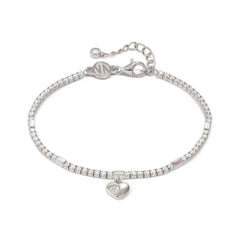 Nomination PETIT SPARKLE Tennis-Armband aus 925er Silber, mit Cubic Zirkonia besetzt, dazu mit Cubic Zirkonia verzierter Charm-Anhänger (004_Herz)