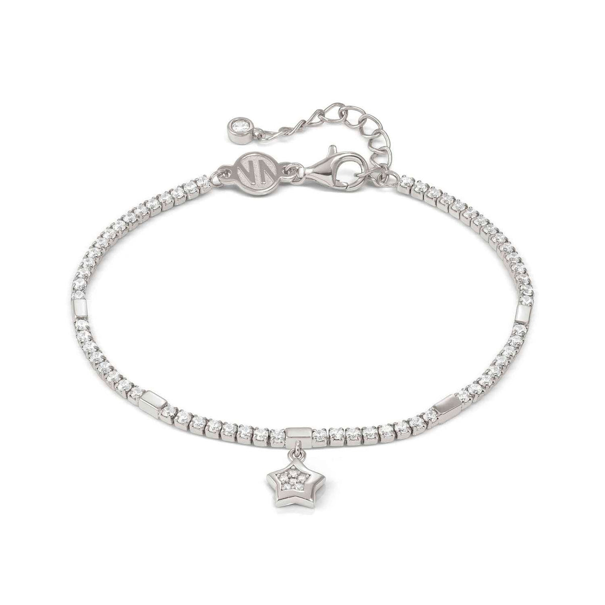 Nomination PETIT SPARKLE Tennis-Armband aus 925er Silber, mit Cubic Zirkonia besetzt, dazu mit Cubic Zirkonia verzierter Charm-Anhänger (007_Stern (Silber))
