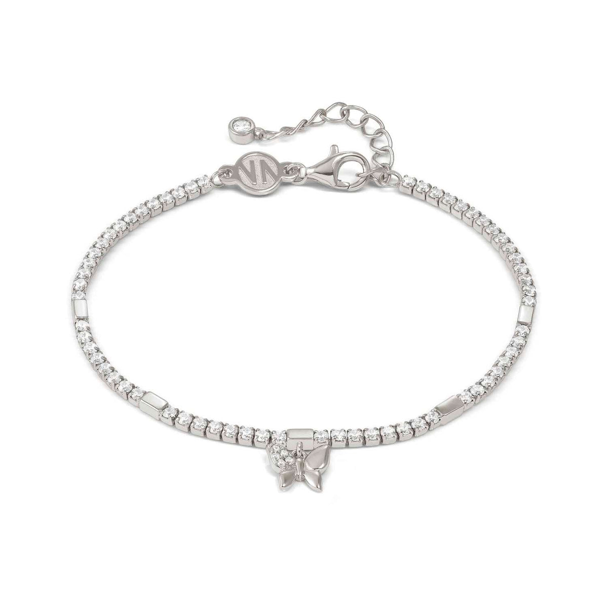 Nomination PETIT SPARKLE Tennis-Armband aus 925er Silber, mit Cubic Zirkonia besetzt, dazu mit Cubic Zirkonia verzierter Charm-Anhänger (040_(Schmetterling))