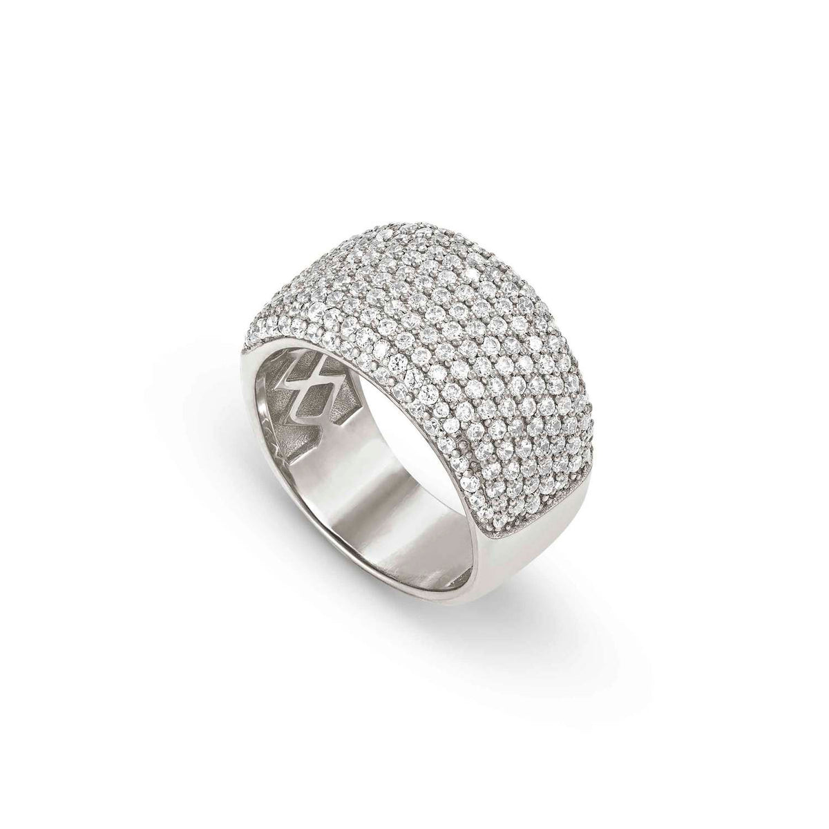 Nomination ENIGMATIC SHINE Bandring (H: 12,5 mm) aus 925er Silber, mit Cubic Zirkonia in Pavé-Fassung besetzt (010_(Silber)-008_Grosse 17)