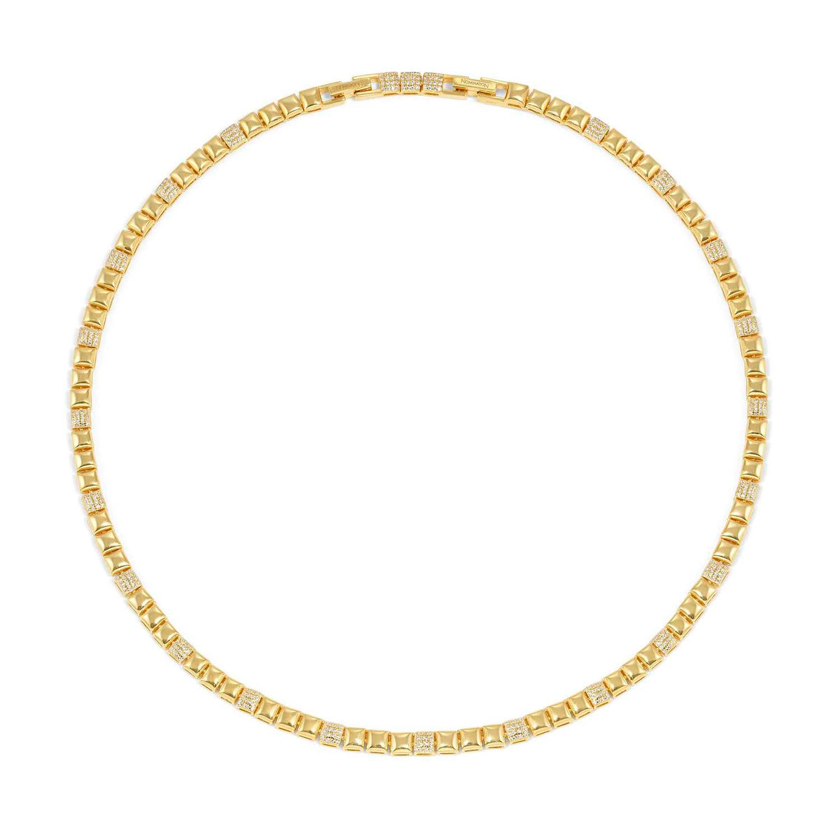 Nomination ENIGMATIC SHINE Halskette aus 925er Silber, mit Cubic Zirkonia-Pavés verziert (012_(Gelb vergoldet))