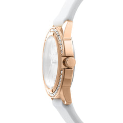 DKNY Uhr Evening Rose Gold White Silicone Strap - DK1L105P0035