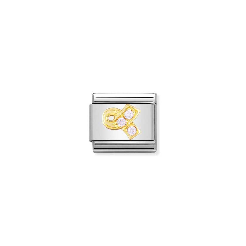 Nomination Comp, Classic DAILY LIFE Edelstahl, 18K-Gold und Cubic Zirc, (21_ROSA Schleife) 030307/21