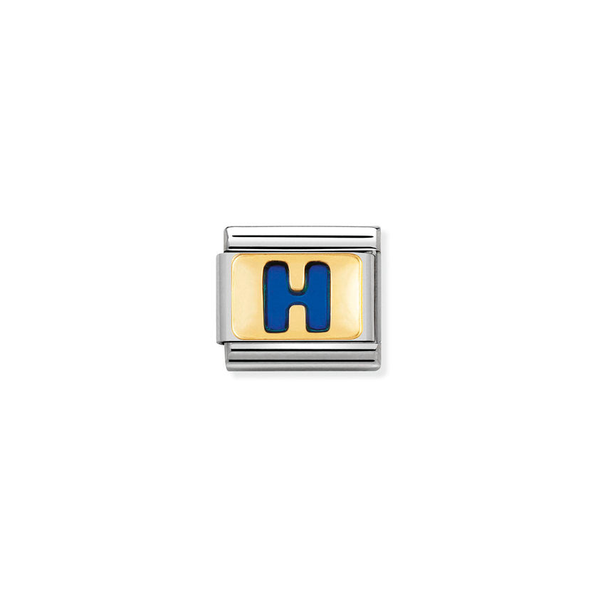 Nomination Composable Classic BUCHST, BLAU Edelstahl, Email und 18K-Gold (08_H) 030201/08