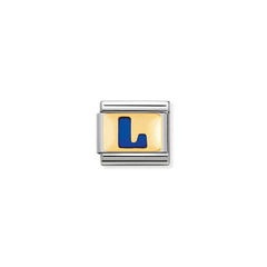Nomination Composable Classic BUCHST, BLAU Edelstahl, Email und 18K-Gold (12_L) 030201/12