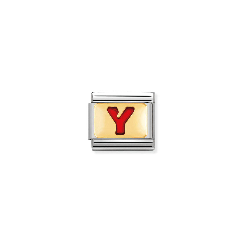 Nomination Composable Classic BUCHST, ROT Edelstahl, Email und 18K-Gold (25_Y) 030202/25