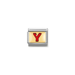 Nomination Composable Classic BUCHST, ROT Edelstahl, Email und 18K-Gold (25_Y) 030202/25