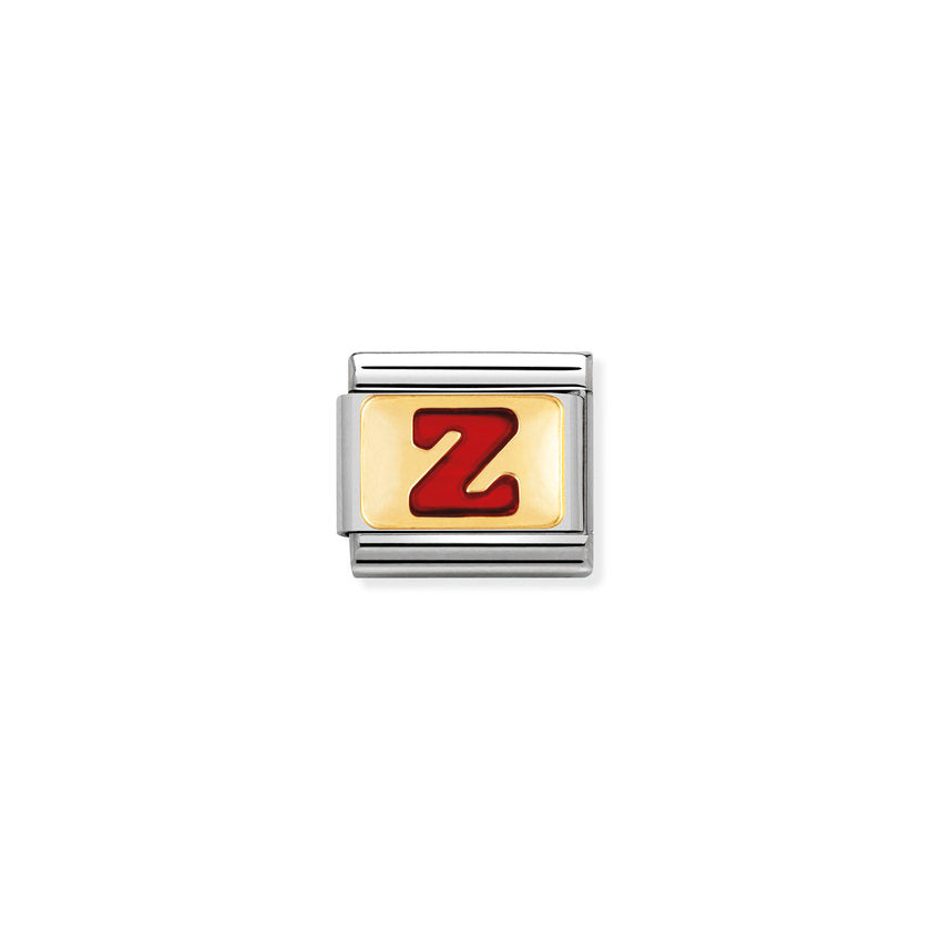Nomination Composable Classic BUCHST, ROT Edelstahl, Email und 18K-Gold (26_Z) 030202/26
