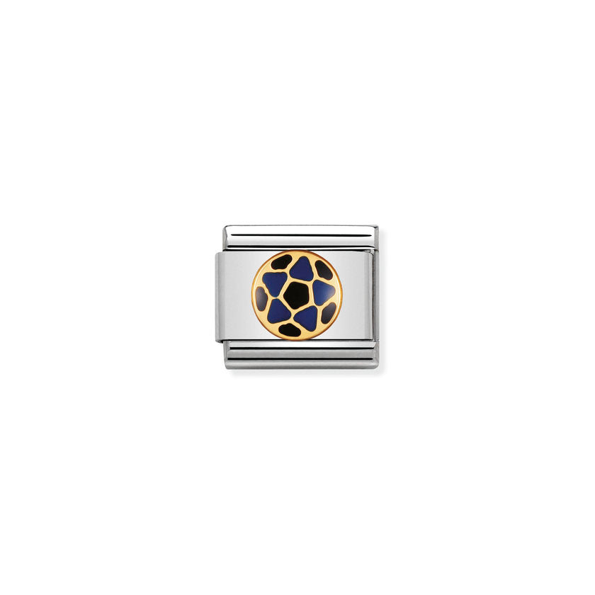 Nomination Composable Classic ITAL, FOOTBALL Edelstahl, Email und 18K-Gold (14_Ball SCHWARZ - BLAU) 030204/14