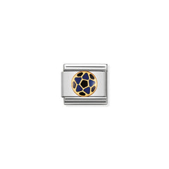 Nomination Composable Classic ITAL, FOOTBALL Edelstahl, Email und 18K-Gold (14_Ball SCHWARZ - BLAU) 030204/14